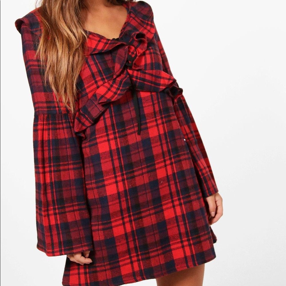 Boohoo Petite Jessica Frill Dress